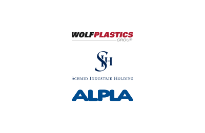 Logo's of Schmid Industrieholding and its minority shareholder sold Wolf Plastics to ALPLA