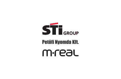 Logo's of STI Group acquired Petöfi Nyomda from M-real Group