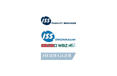 Logo's of ISS sold its business unit gardening and landscaping to Heidegger Beteiligungen