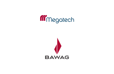 Logo's of Acquisiton- and re-financing for Megatech provided by BAWAG 
